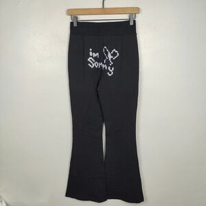 Mr. Sorry by Petra Collins Flare Pants Womens XS Black High‎ Waist Y2K Sleaze